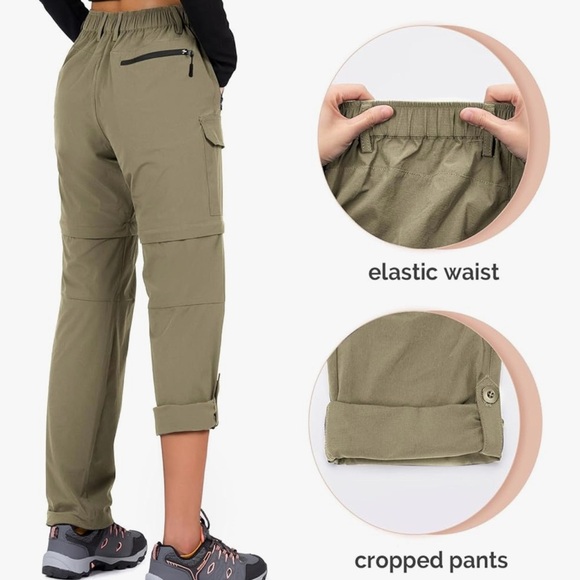 NWOT Women's Versatile Tan Cargo Hiking Safari Camping convertible pants Med/8 - Picture 5 of 7